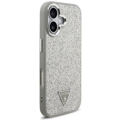 MagSafe hoesje voor Apple iPhone 17, Guess, Glitter Triangle Logo, Zilver