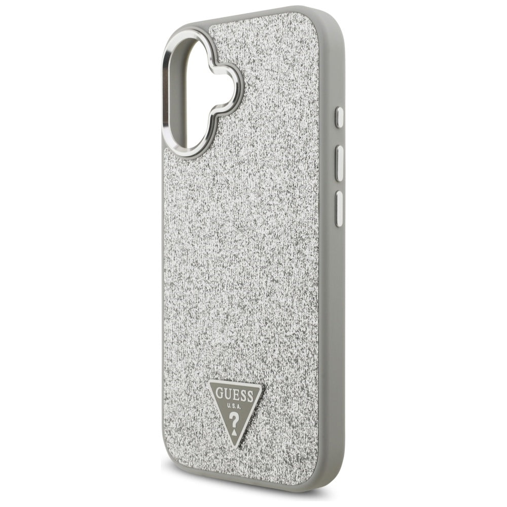 MagSafe hoesje voor Apple iPhone 17, Guess, Glitter Triangle Logo, Zilver