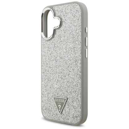 MagSafe hoesje voor Apple iPhone 17, Guess, Glitter Triangle Logo, Zilver