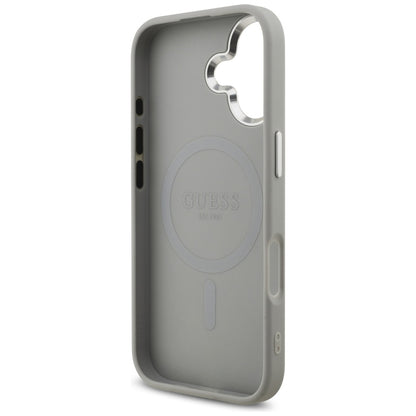 MagSafe hoesje voor Apple iPhone 17, Guess, Glitter Triangle Logo, Zilver