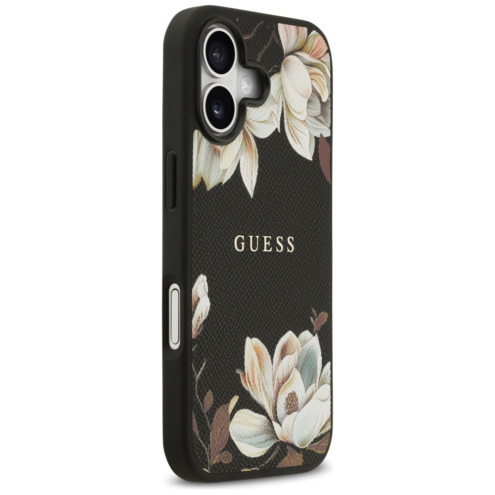 MagSafe hoes voor Apple iPhone 17, Guess, Grained Flowers, Zwart