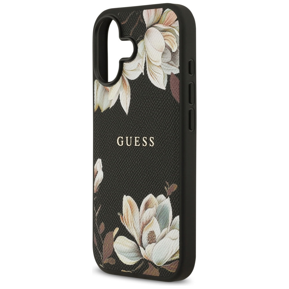 MagSafe hoes voor Apple iPhone 17, Guess, Grained Flowers, Zwart