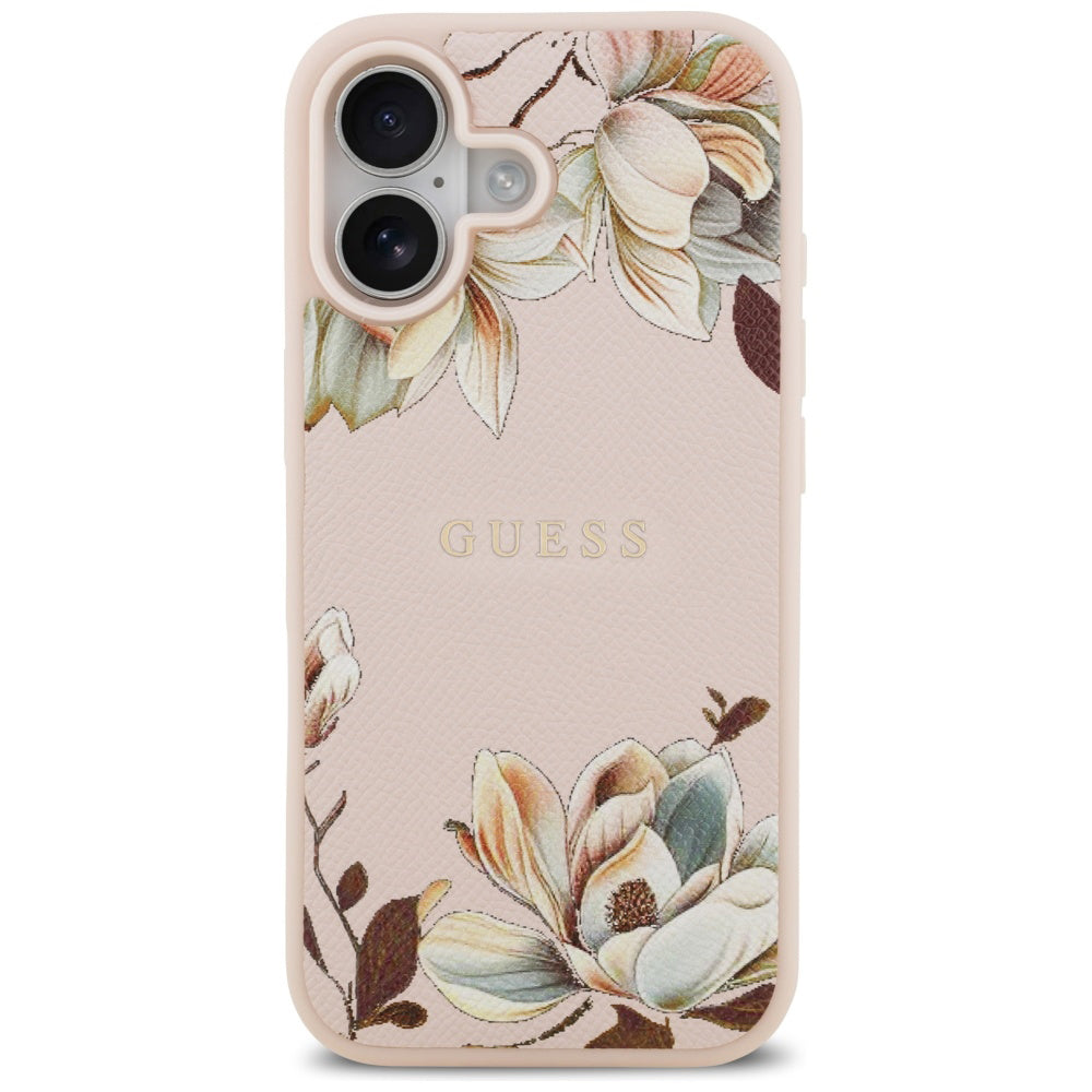 MagSafe hoes voor Apple iPhone 17, Guess, Grained Flowers, Roze