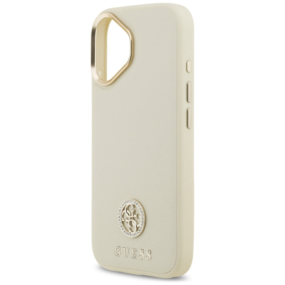 MagSafe hoesje voor Apple iPhone 17, Guess, Grained Strass Logo, Beige