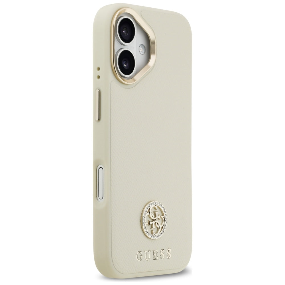 MagSafe hoesje voor Apple iPhone 17, Guess, Grained Strass Logo, Beige