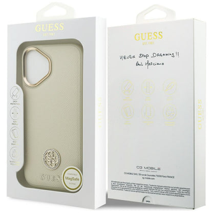 MagSafe hoesje voor Apple iPhone 17, Guess, Grained Strass Logo, Beige