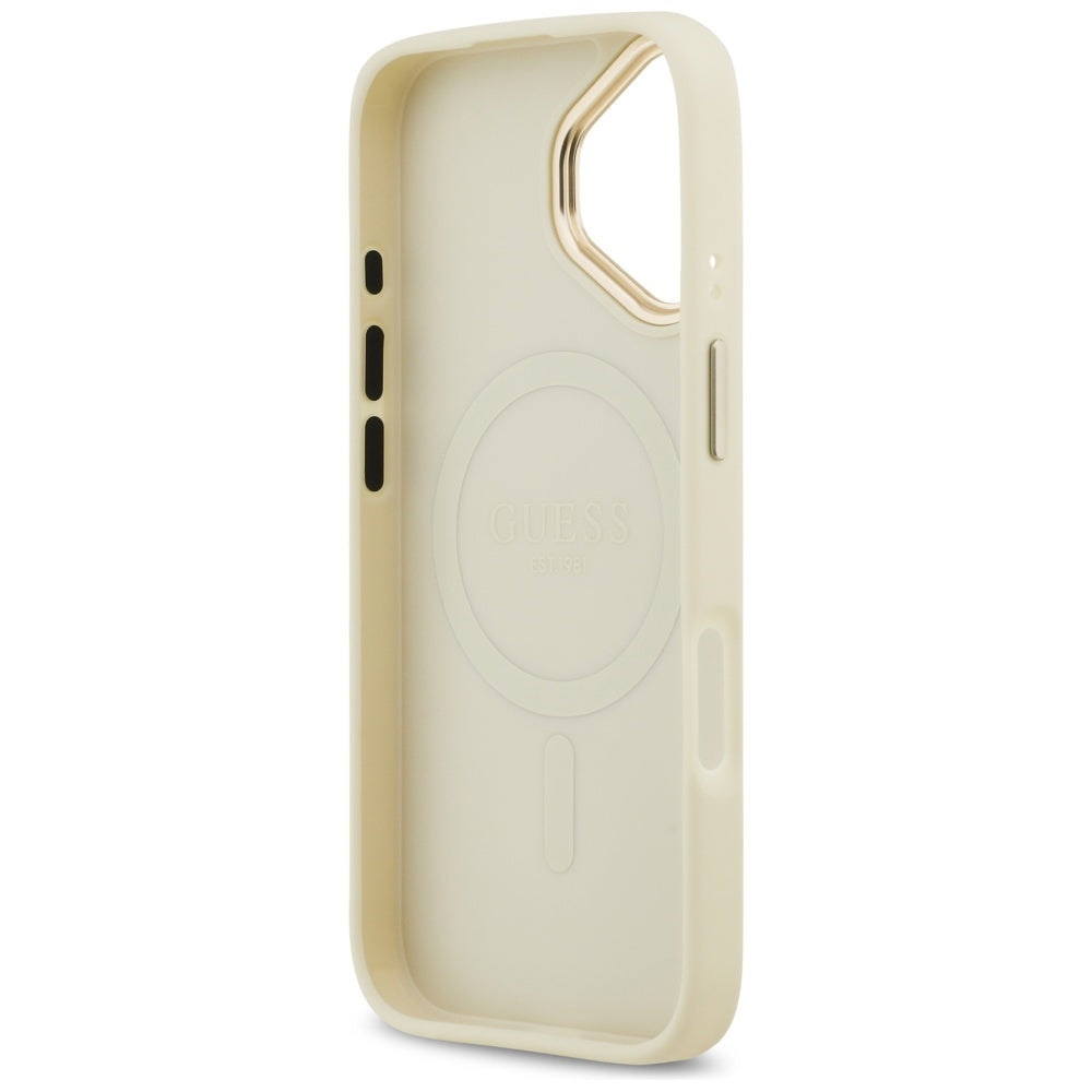 MagSafe hoesje voor Apple iPhone 17, Guess, Grained Strass Logo, Beige