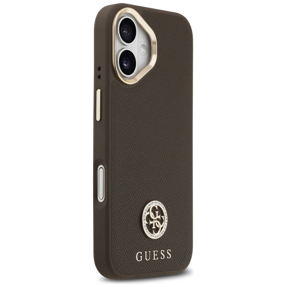 MagSafe hoesje voor Apple iPhone 17, Guess, Grained Strass Logo, Bruin