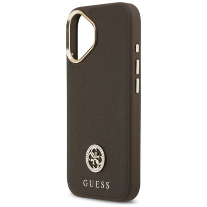 MagSafe hoesje voor Apple iPhone 17, Guess, Grained Strass Logo, Bruin