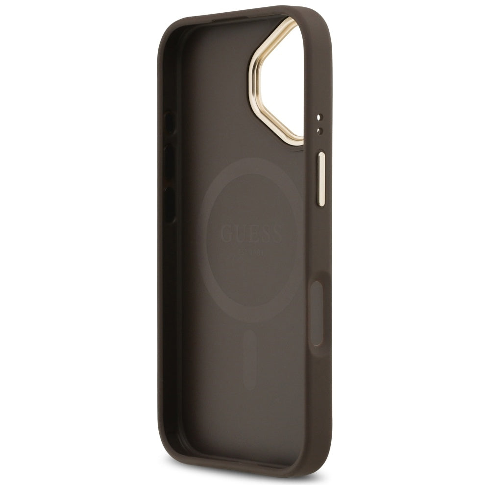 MagSafe hoesje voor Apple iPhone 17, Guess, Grained Strass Logo, Bruin