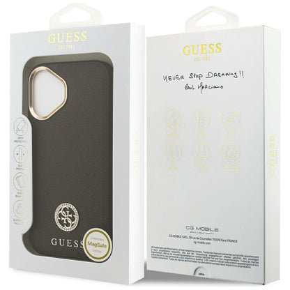 MagSafe hoesje voor Apple iPhone 17, Guess, Grained Strass Logo, Bruin