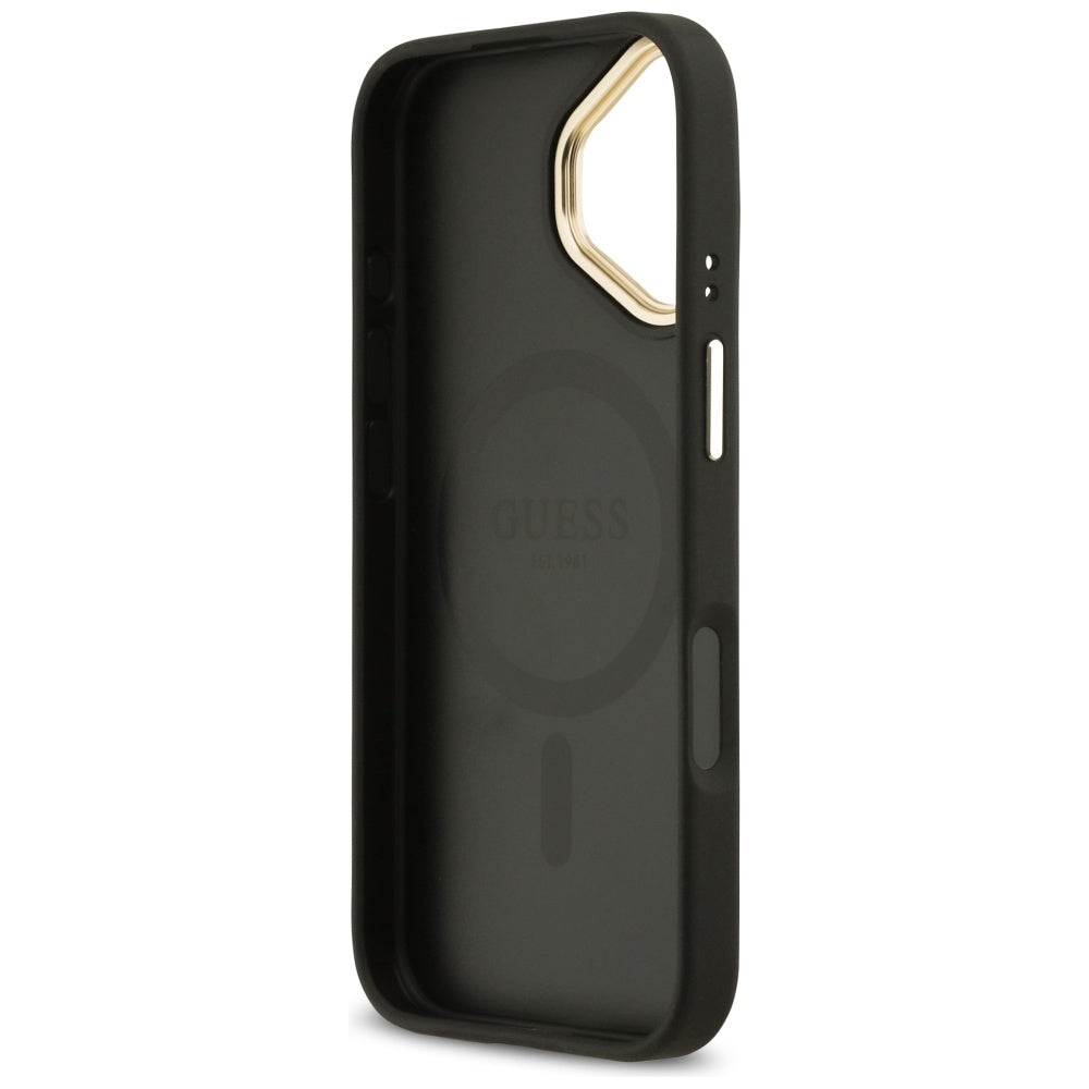 MagSafe hoesje voor Apple iPhone 17, Guess, Grained Strass Logo, Zwart