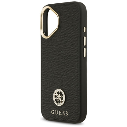 MagSafe hoesje voor Apple iPhone 17, Guess, Grained Strass Logo, Zwart