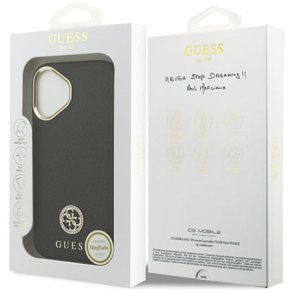 MagSafe hoesje voor Apple iPhone 17, Guess, Grained Strass Logo, Zwart