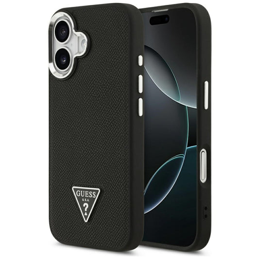 MagSafe hoes voor Apple iPhone 17, Guess, Grained Triangle Logo, Zwart