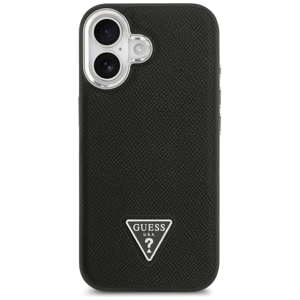 MagSafe hoes voor Apple iPhone 17, Guess, Grained Triangle Logo, Zwart