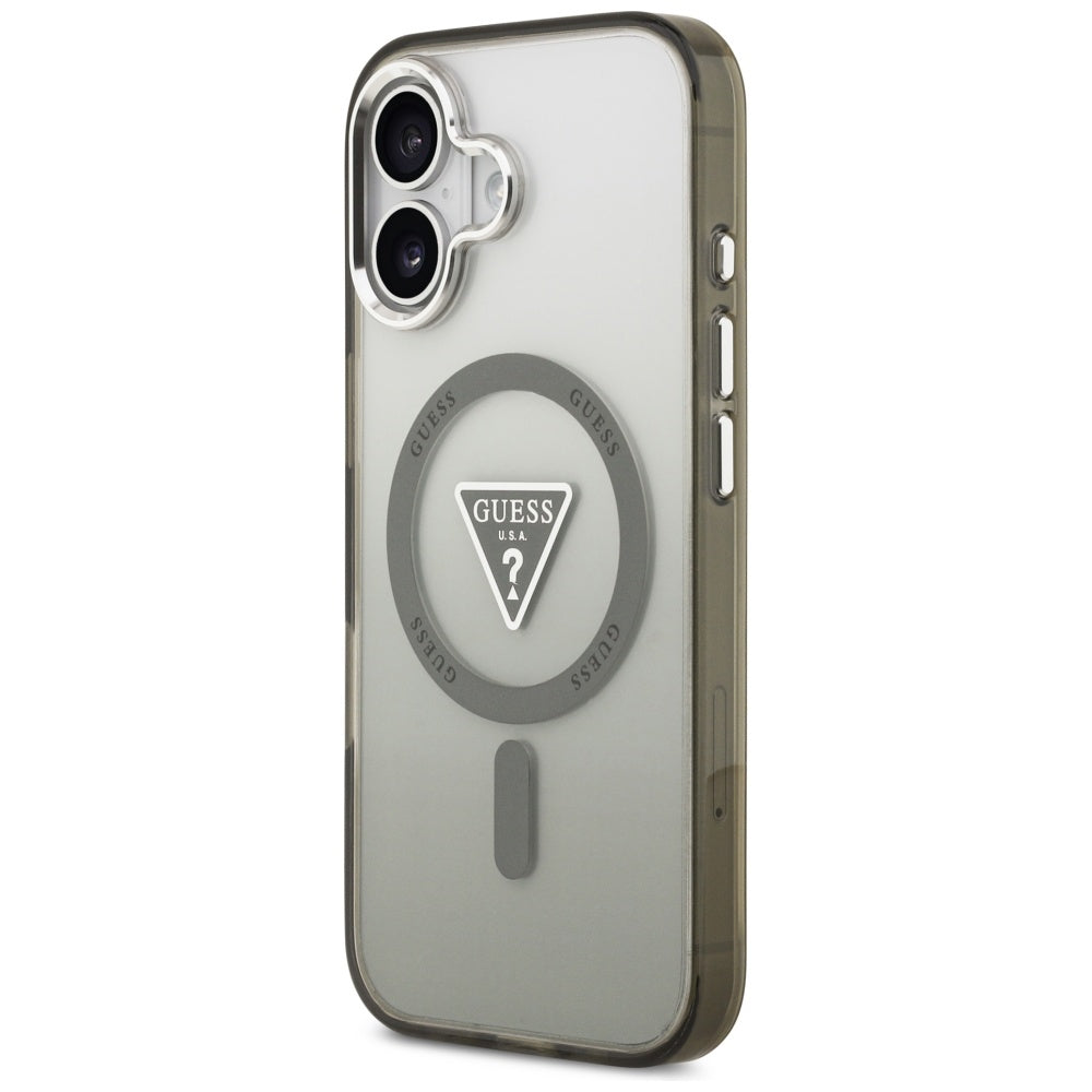 MagSafe hoesje voor Apple iPhone 17, Guess, IML Gradient Triangle Logo, Zilverachtig Khaki