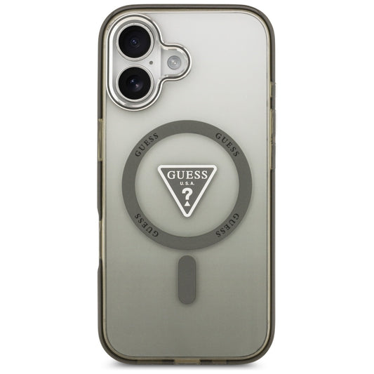 MagSafe hoesje voor Apple iPhone 17, Guess, IML Gradient Triangle Logo, Zilverachtig Khaki