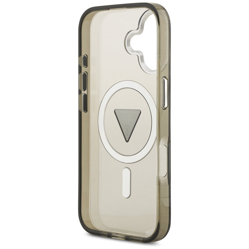 MagSafe hoesje voor Apple iPhone 17, Guess, IML Gradient Triangle Logo, Zilverachtig Khaki