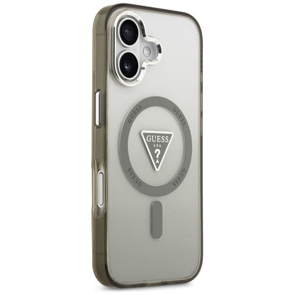 MagSafe hoesje voor Apple iPhone 17, Guess, IML Gradient Triangle Logo, Zilverachtig Khaki