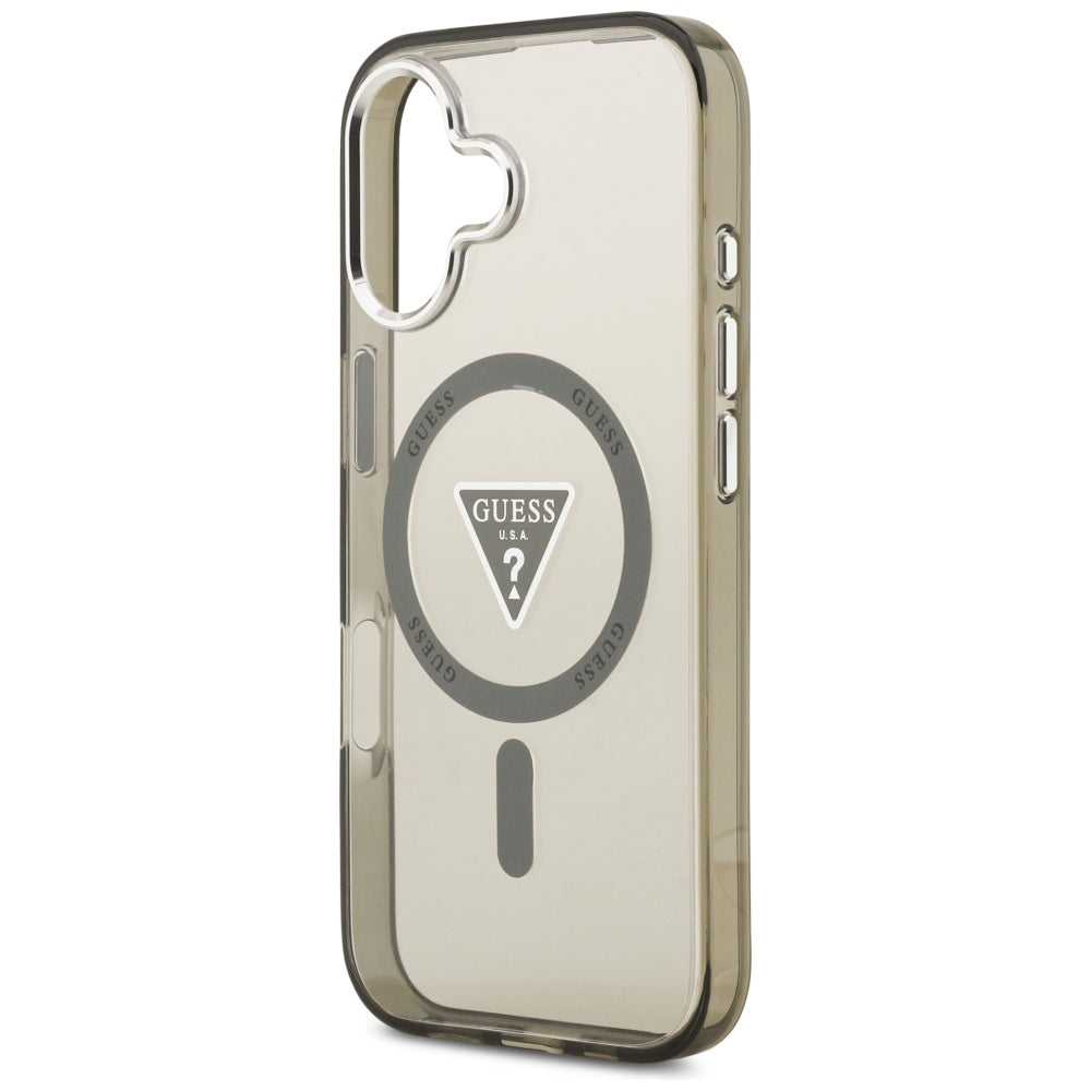MagSafe hoesje voor Apple iPhone 17, Guess, IML Gradient Triangle Logo, Zilverachtig Khaki