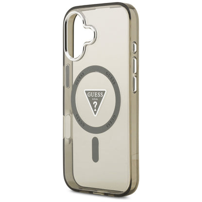 MagSafe hoesje voor Apple iPhone 17, Guess, IML Gradient Triangle Logo, Zilverachtig Khaki