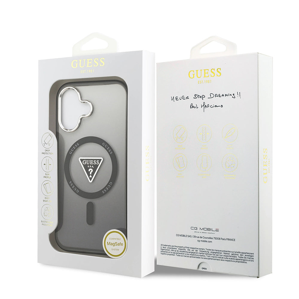 MagSafe hoesje voor Apple iPhone 17, Guess, IML Gradient Triangle Logo, Zwart