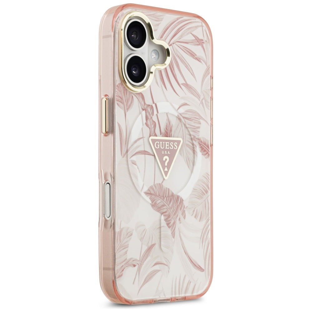 MagSafe hoesje voor Apple iPhone 17, Guess, Jungle Tonal Triangle, Roze