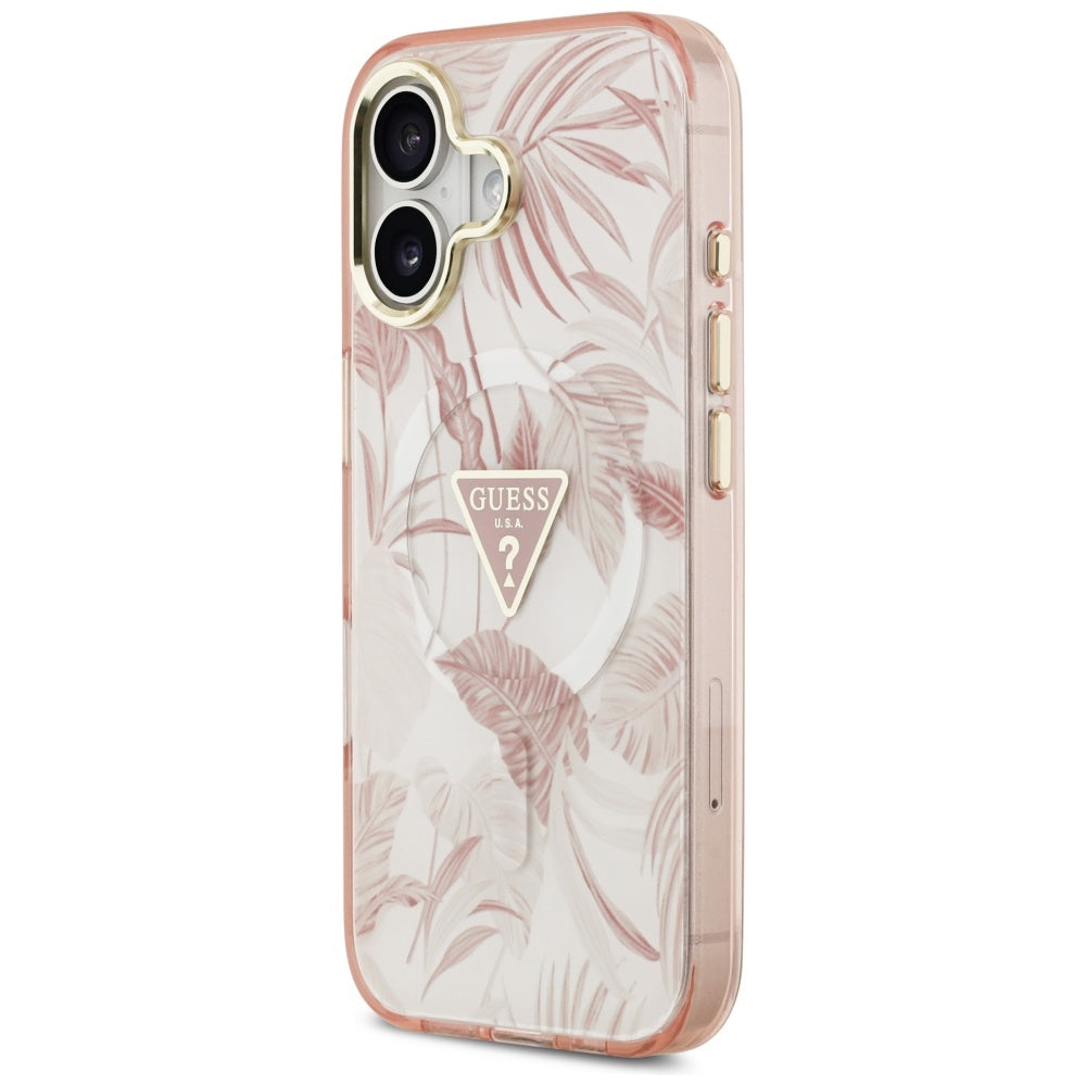 MagSafe hoesje voor Apple iPhone 17, Guess, Jungle Tonal Triangle, Roze
