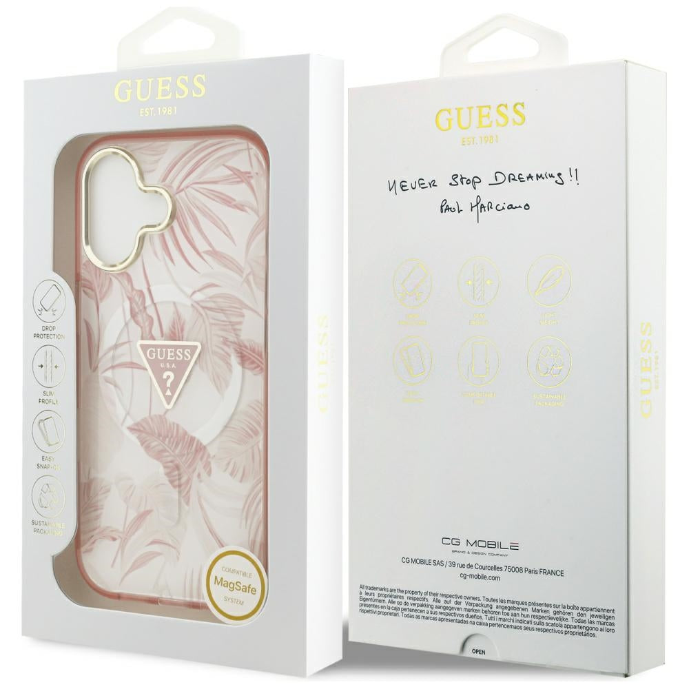 MagSafe hoesje voor Apple iPhone 17, Guess, Jungle Tonal Triangle, Roze