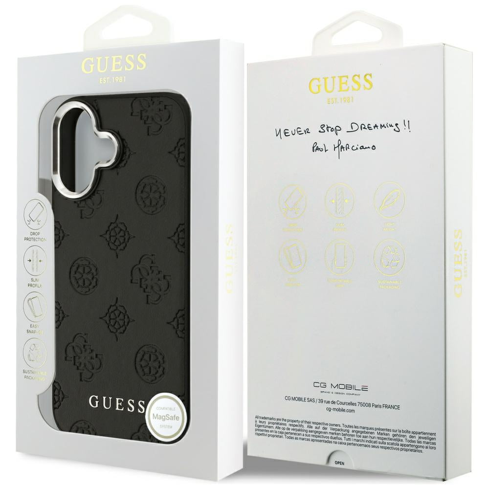 MagSafe hoesje voor Apple iPhone 17, Guess, Peony Hot Stamp Script, Zwart