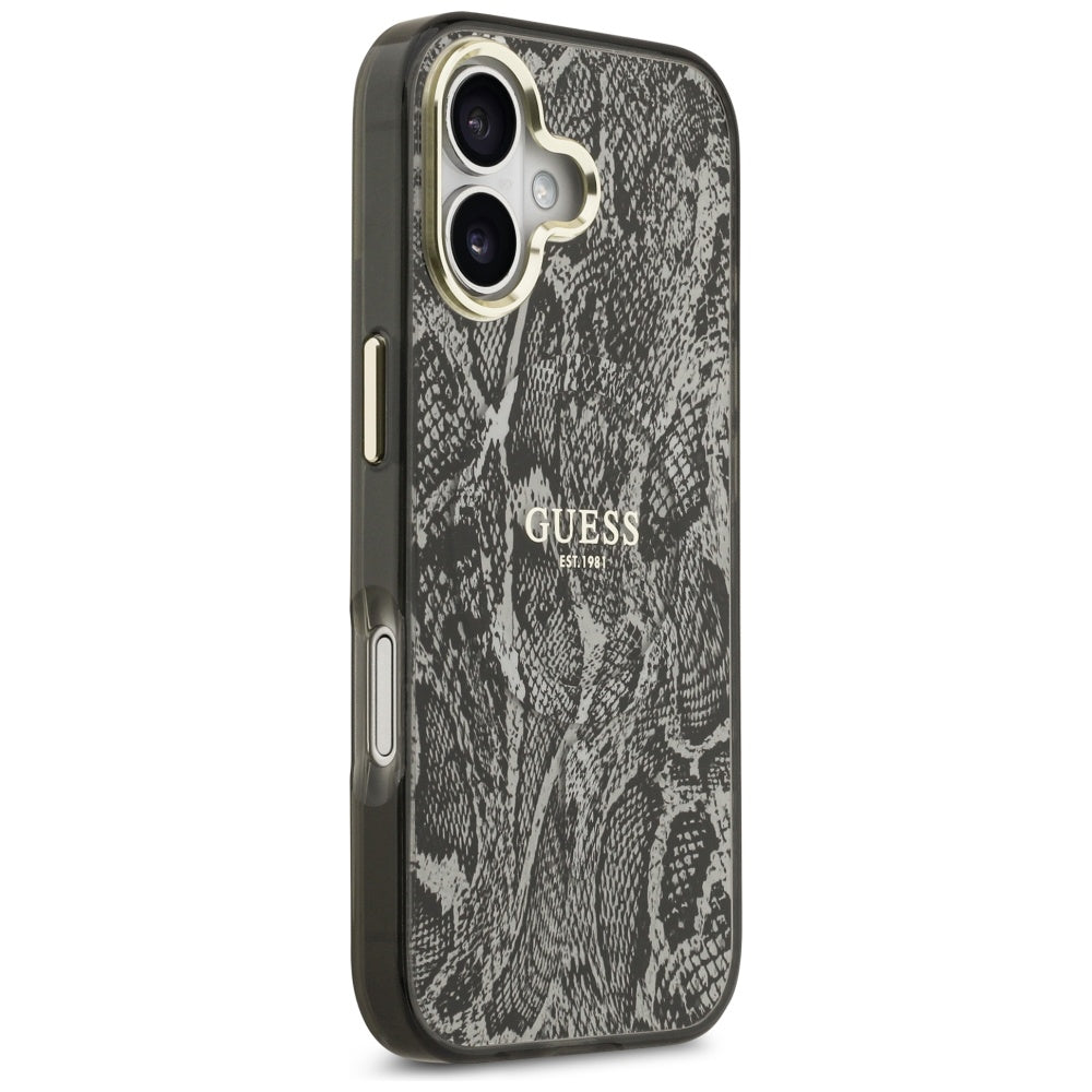 MagSafe hoesje voor Apple iPhone 17, Guess, Python Patroon, Zwart