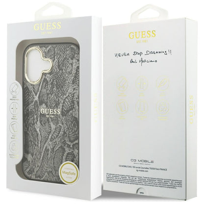MagSafe hoesje voor Apple iPhone 17, Guess, Python Patroon, Zwart