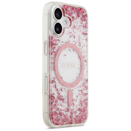 MagSafe hoesje voor Apple iPhone 17, Guess, Resin Bottom Glitter, Roze