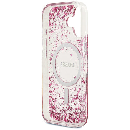 MagSafe hoesje voor Apple iPhone 17, Guess, Resin Bottom Glitter, Roze