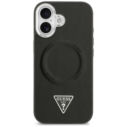 MagSafe hoesje voor Apple iPhone 17, Guess, Triangle Logo, Zwart Zilver