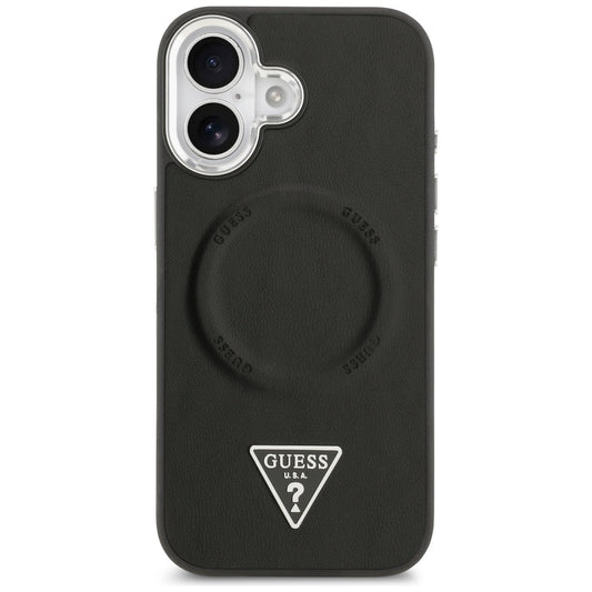 MagSafe hoesje voor Apple iPhone 17, Guess, Triangle Logo, Zwart Zilver