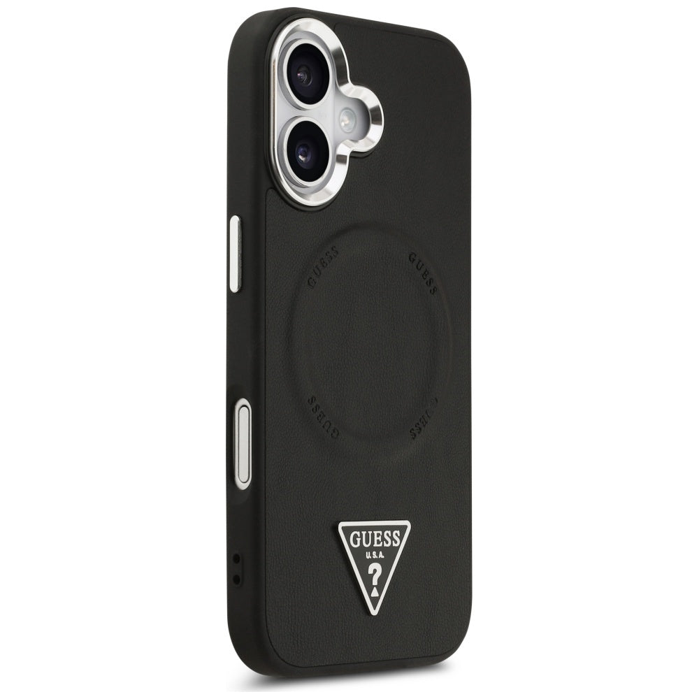 MagSafe hoesje voor Apple iPhone 17, Guess, Triangle Logo, Zwart Zilver