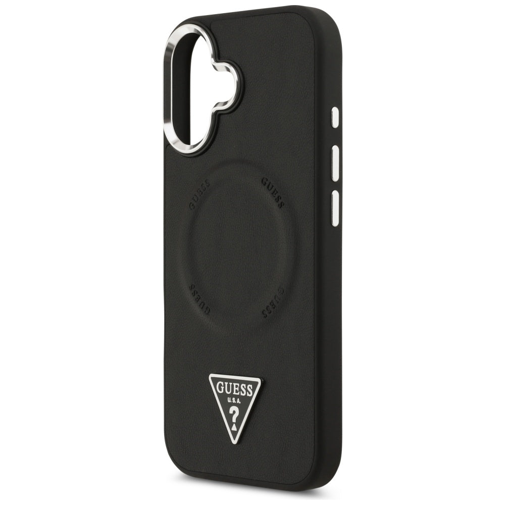 MagSafe hoesje voor Apple iPhone 17, Guess, Triangle Logo, Zwart Zilver