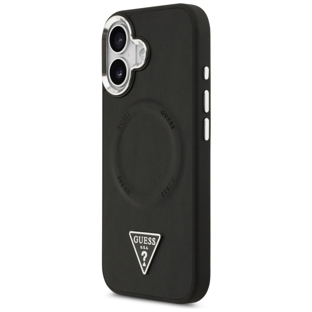 MagSafe hoesje voor Apple iPhone 17, Guess, Triangle Logo, Zwart Zilver