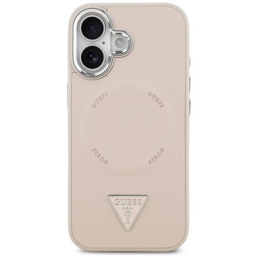 MagSafe hoesje voor Apple iPhone 17, Guess, Triangle Logo, Roze Zilver