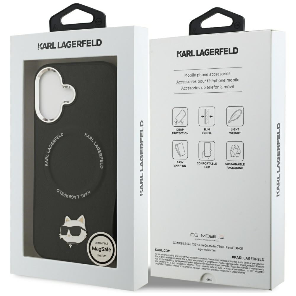 MagSafe hoes voor Apple iPhone 17, Karl Lagerfeld, Choupette Pin, Zwart