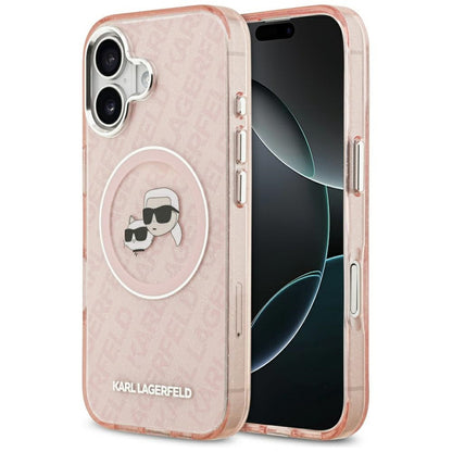 MagSafe hoesje voor Apple iPhone 17, Karl Lagerfeld, IML Glitter Karl & Choupette's Heads, Roze