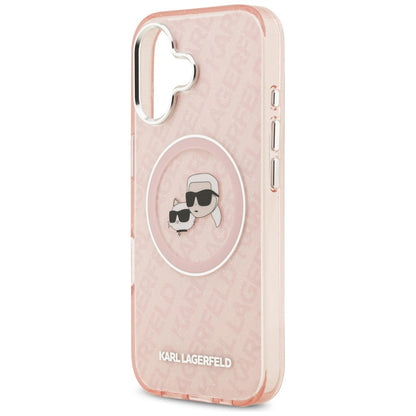 MagSafe hoesje voor Apple iPhone 17, Karl Lagerfeld, IML Glitter Karl & Choupette's Heads, Roze