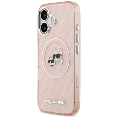 MagSafe hoesje voor Apple iPhone 17, Karl Lagerfeld, IML Glitter Karl & Choupette's Heads, Roze