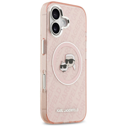 MagSafe hoesje voor Apple iPhone 17, Karl Lagerfeld, IML Glitter Karl & Choupette's Heads, Roze