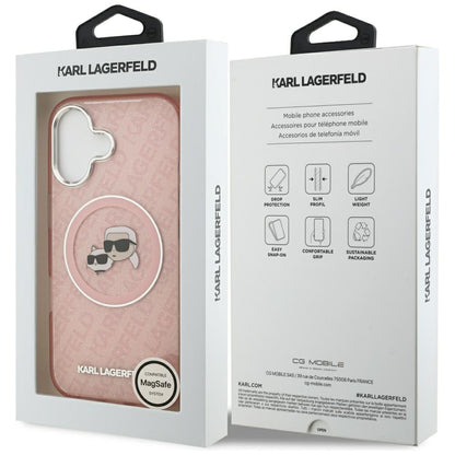 MagSafe hoesje voor Apple iPhone 17, Karl Lagerfeld, IML Glitter Karl & Choupette's Heads, Roze