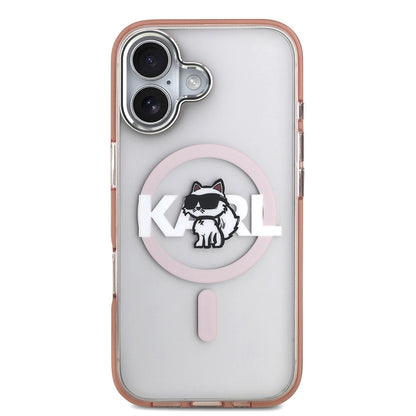 MagSafe hoesje voor Apple iPhone 17, Karl Lagerfeld, IML Sketch Logo Choupette, Roze