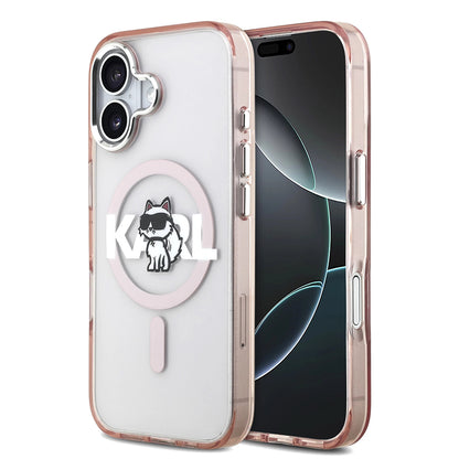 MagSafe hoesje voor Apple iPhone 17, Karl Lagerfeld, IML Sketch Logo Choupette, Roze