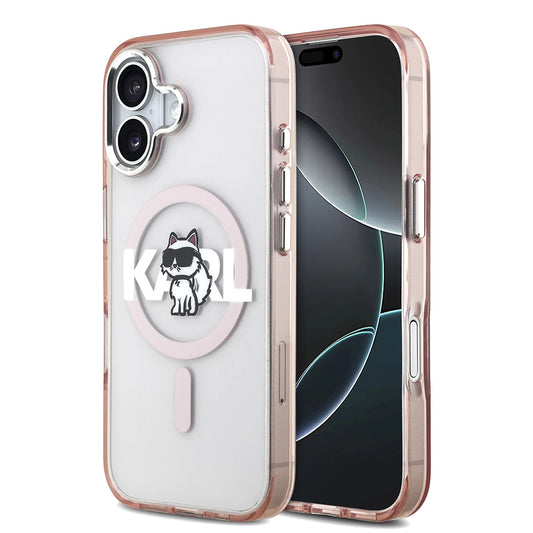 MagSafe hoesje voor Apple iPhone 17, Karl Lagerfeld, IML Sketch Logo Choupette, Roze